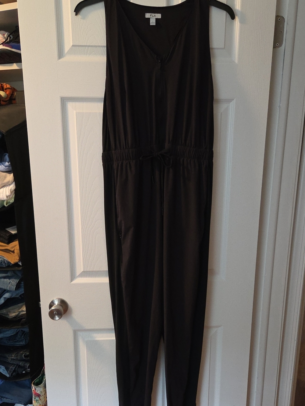 FLX Black jumpsuit Sz L With Pockets